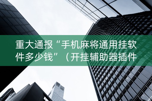 重大通报“手机麻将通用挂软件多少钱”（开挂辅助器插件)