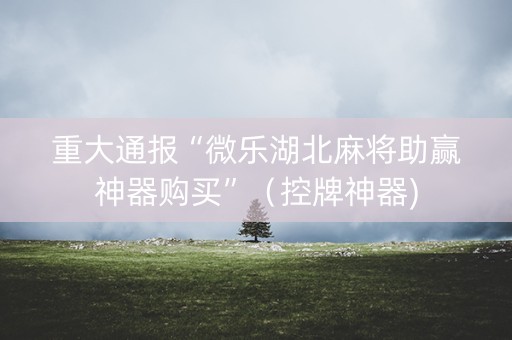 重大通报“微乐湖北麻将助赢神器购买”（控牌神器)