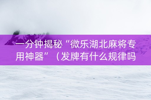 一分钟揭秘“微乐湖北麻将专用神器”（发牌有什么规律吗)