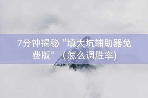 7分钟揭秘“填大坑辅助器免费版”（怎么调胜率)