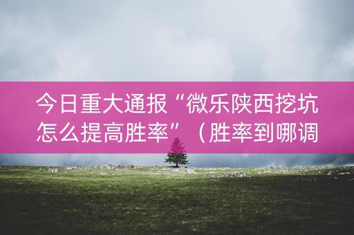 今日重大通报“微乐陕西挖坑怎么提高胜率”（胜率到哪调)