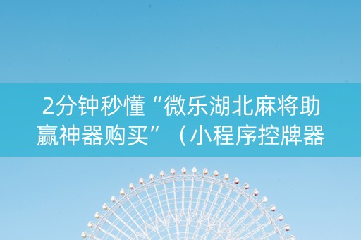 2分钟秒懂“微乐湖北麻将助赢神器购买”（小程序控牌器)