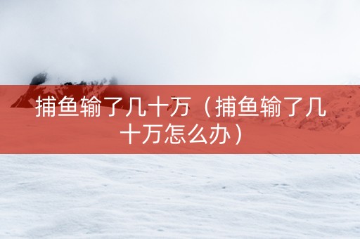捕鱼输了几十万（捕鱼输了几十万怎么办）