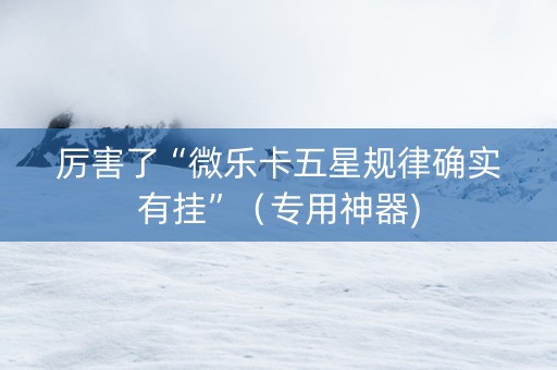 厉害了“微乐卡五星规律确实有挂”（专用神器)