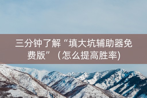 三分钟了解“填大坑辅助器免费版”（怎么提高胜率)