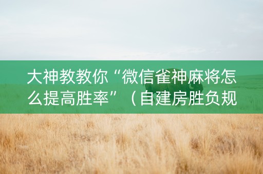 大神教教你“微信雀神麻将怎么提高胜率”（自建房胜负规律)