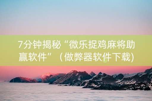 7分钟揭秘“微乐捉鸡麻将助赢软件”（做弊器软件下载)