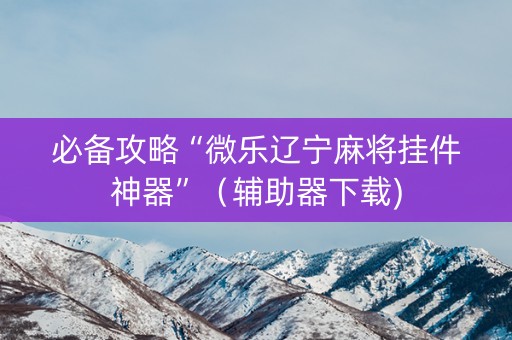 必备攻略“微乐辽宁麻将挂件神器”（辅助器下载)