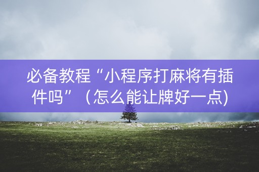 必备教程“小程序打麻将有插件吗”（怎么能让牌好一点)