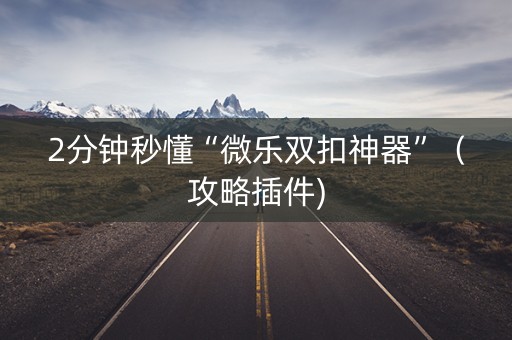 2分钟秒懂“微乐双扣神器”（攻略插件)