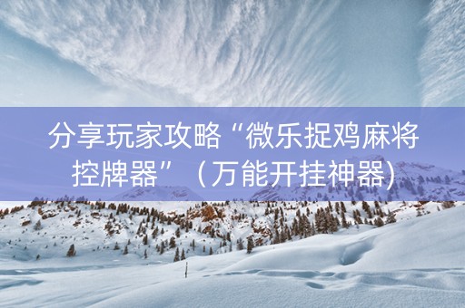 分享玩家攻略“微乐捉鸡麻将控牌器”（万能开挂神器)