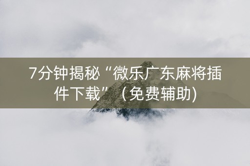 7分钟揭秘“微乐广东麻将插件下载”（免费辅助)