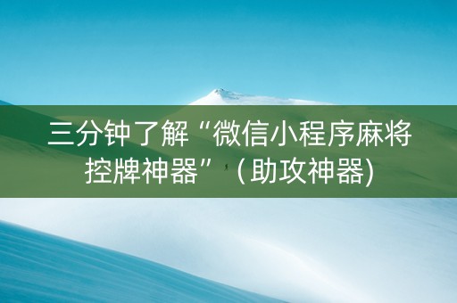 三分钟了解“微信小程序麻将控牌神器”（助攻神器)
