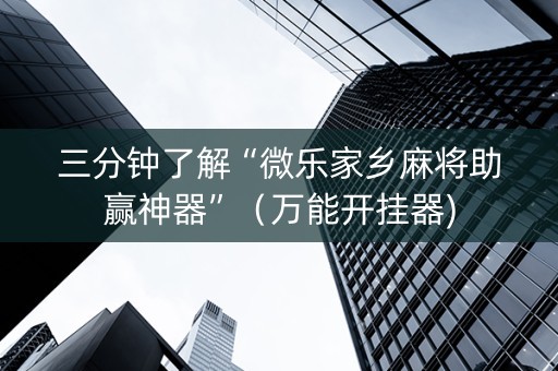 三分钟了解“微乐家乡麻将助赢神器”（万能开挂器)