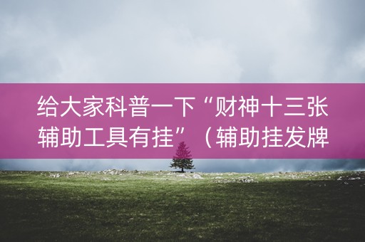 给大家科普一下“财神十三张辅助工具有挂”（辅助挂发牌规律)