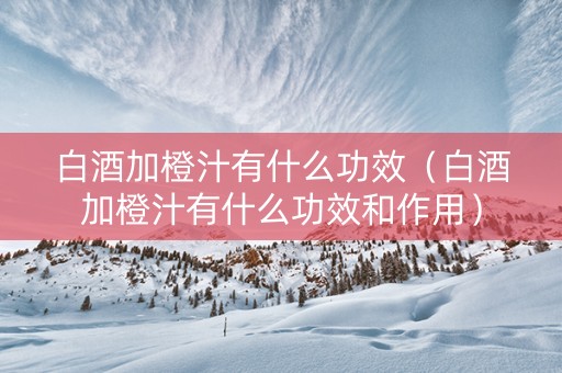 白酒加橙汁有什么功效（白酒加橙汁有什么功效和作用）