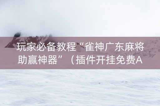 玩家必备教程“雀神广东麻将助赢神器”（插件开挂免费AI)