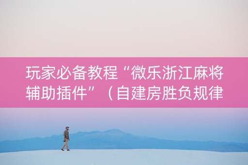 玩家必备教程“微乐浙江麻将辅助插件”（自建房胜负规律)