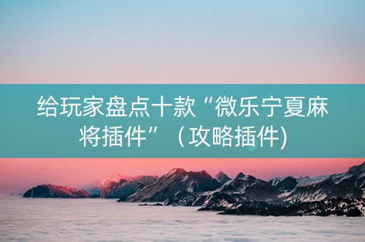 给玩家盘点十款“微乐宁夏麻将插件”（攻略插件)