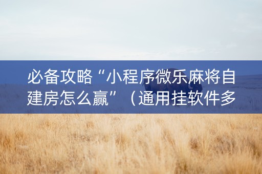 必备攻略“小程序微乐麻将自建房怎么赢”（通用挂软件多少钱)