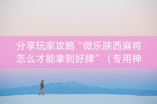分享玩家攻略“微乐陕西麻将怎么才能拿到好牌”（专用神器下载)