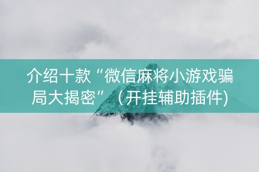 介绍十款“微信麻将小游戏骗局大揭密”（开挂辅助插件)