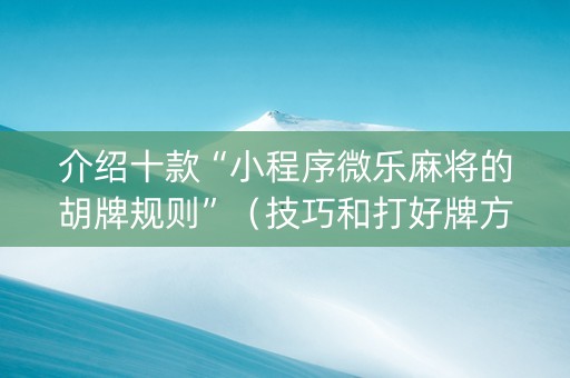 介绍十款“小程序微乐麻将的胡牌规则”（技巧和打好牌方法)