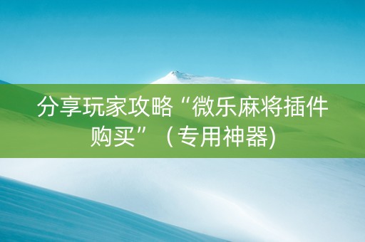 分享玩家攻略“微乐麻将插件购买”（专用神器)