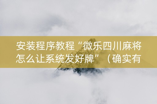 安装程序教程“微乐四川麻将怎么让系统发好牌”（确实有插件吗)
