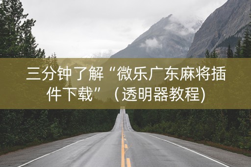 三分钟了解“微乐广东麻将插件下载”（透明器教程)