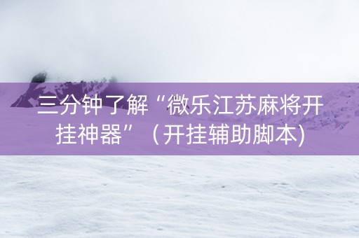 三分钟了解“微乐江苏麻将开挂神器”（开挂辅助脚本)