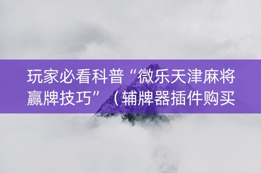 玩家必看科普“微乐天津麻将赢牌技巧”（辅牌器插件购买)