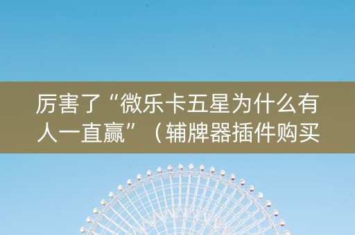 厉害了“微乐卡五星为什么有人一直赢”（辅牌器插件购买)