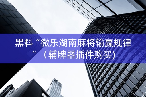 黑料“微乐湖南麻将输赢规律”（辅牌器插件购买)