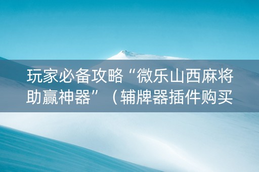 玩家必备攻略“微乐山西麻将助赢神器”（辅牌器插件购买)