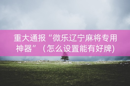 重大通报“微乐辽宁麻将专用神器”（怎么设置能有好牌)