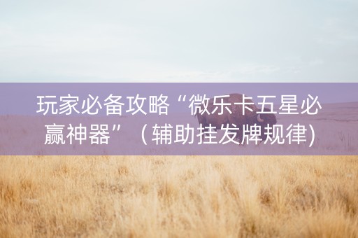 玩家必备攻略“微乐卡五星必赢神器”（辅助挂发牌规律)