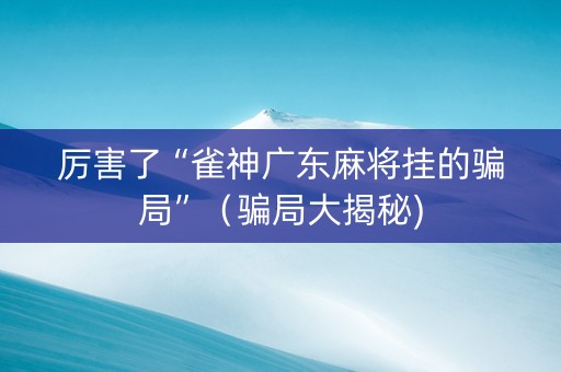 厉害了“雀神广东麻将挂的骗局”（骗局大揭秘)