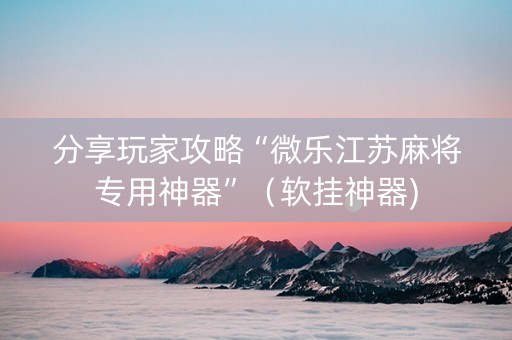 分享玩家攻略“微乐江苏麻将专用神器”（软挂神器)