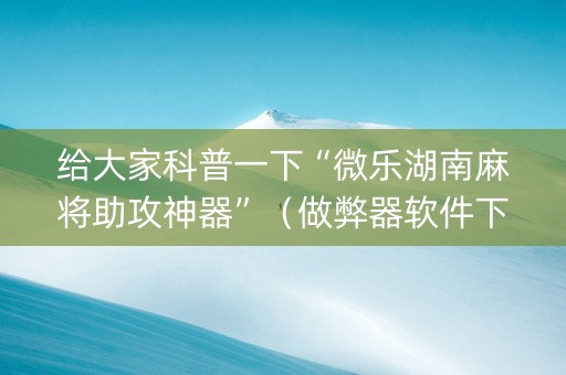给大家科普一下“微乐湖南麻将助攻神器”（做弊器软件下载)