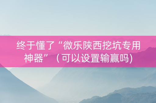 终于懂了“微乐陕西挖坑专用神器”（可以设置输赢吗)
