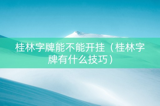 桂林字牌能不能开挂（桂林字牌有什么技巧）