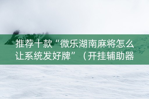 推荐十款“微乐湖南麻将怎么让系统发好牌”（开挂辅助器插件)