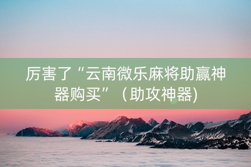 厉害了“云南微乐麻将助赢神器购买”（助攻神器)