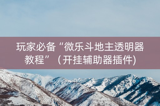玩家必备“微乐斗地主透明器教程”（开挂辅助器插件)