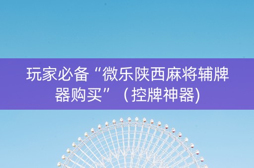 玩家必备“微乐陕西麻将辅牌器购买”（控牌神器)