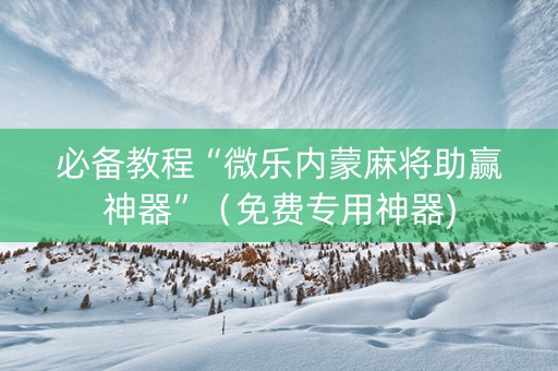 必备教程“微乐内蒙麻将助赢神器”（免费专用神器)