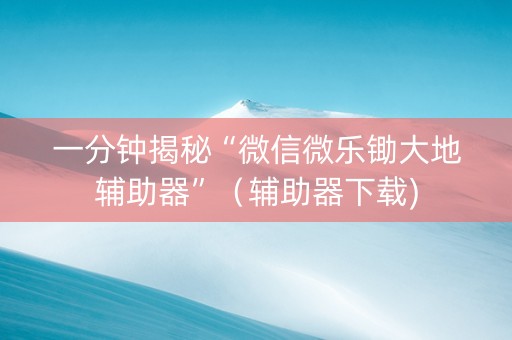 一分钟揭秘“微信微乐锄大地辅助器”（辅助器下载)