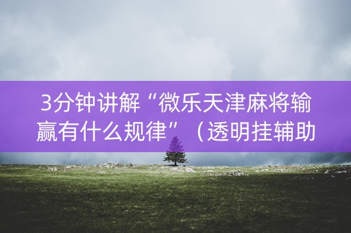 3分钟讲解“微乐天津麻将输赢有什么规律”（透明挂辅助器)