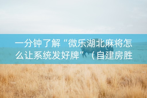一分钟了解“微乐湖北麻将怎么让系统发好牌”（自建房胜负规律)